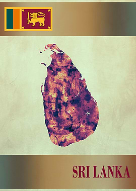 Sri Lanka Map with Flag