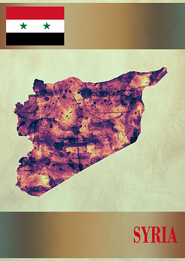 Syria Map with Flag