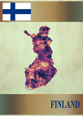 Finland Map with Flag