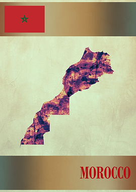 Morocco Map with Flag