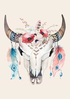 BOHO ETHNIC ANIMAL SKULL