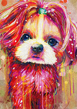 Colorful Shih Tzu painting