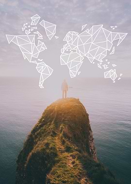 world map on top of