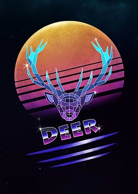 Retro Synthwave Deer