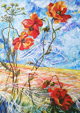 Poppies and sages summer