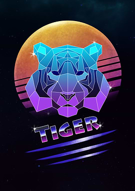 Retro Synthwave Tiger