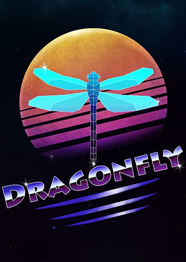 Retro Synthwave Dragonfly