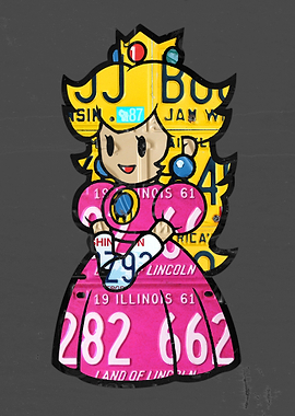 Peach License Plate Art