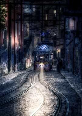 Lisbon Traveling at night