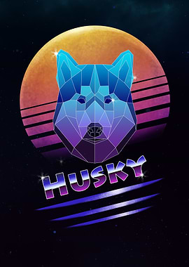 Retro Synthwave Husky