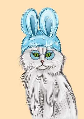 grey cat with glasses