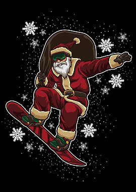 Snowboard Santa Claus