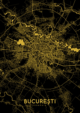 Bucuresti map gold