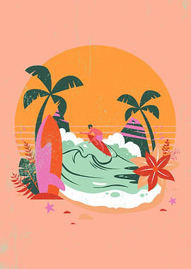 BEACH WAVES AND SURFING