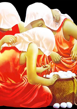 Basket of fresh eggs