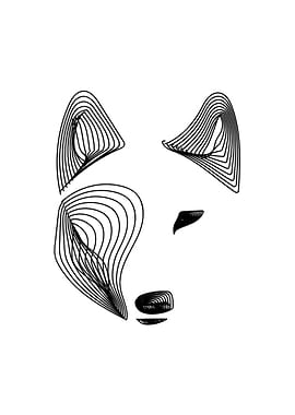 Wolf Line Art BW