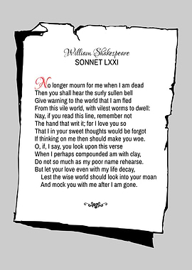 Shakespeare Sonnet 71