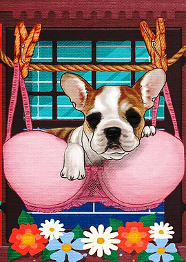 Frenchie Flush Toilet Art