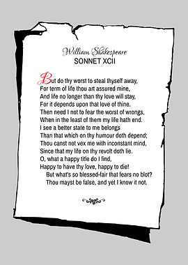 Shakespeare Sonnet 92