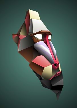 Neo cubism mask baboon