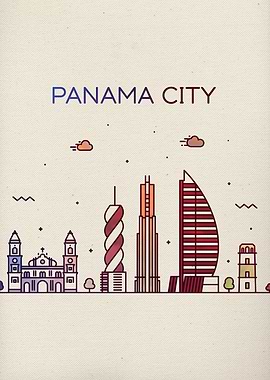 Panama City Skyline Art