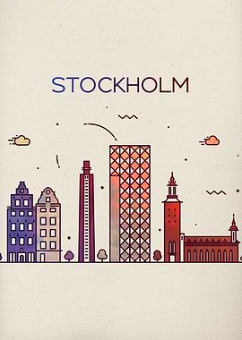Stockholm City Skyline Art
