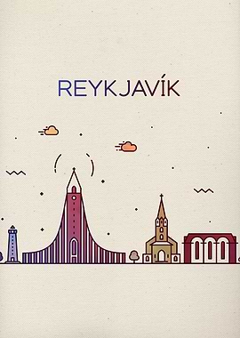 Reykjavik City Skyline Art