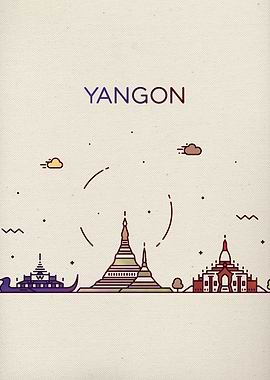 Yangon City Skyline Art