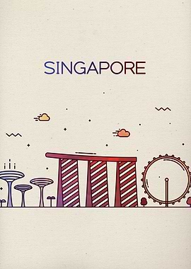 Singapore City Skyline Art