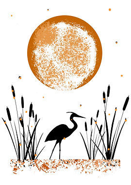 Crane and Moon