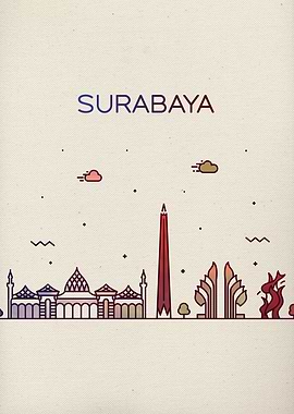Surabaya City Skyline Art