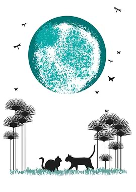 Cats and Moon