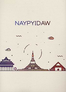 Naypyidaw City Skyline Art