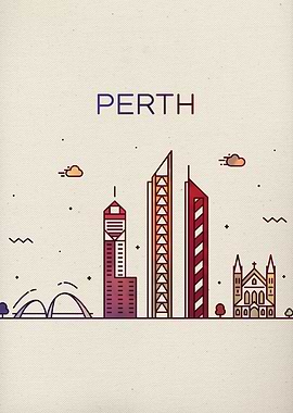 Perth City Skyline Art