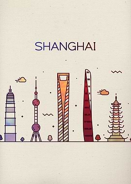 Shanghai City Skyline Art