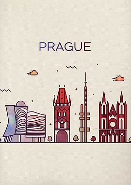 Prague City Skyline Art