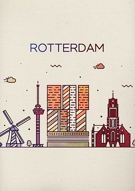 Rotterdam City Skyline Art