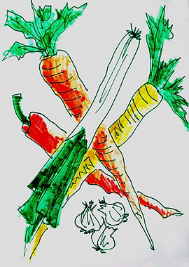 Carrots onion and garlic