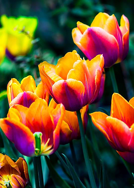 Tulips On A Flowerbed