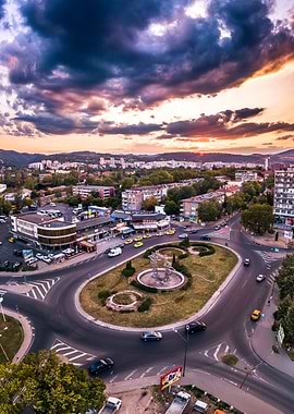 Sunset over roundabout