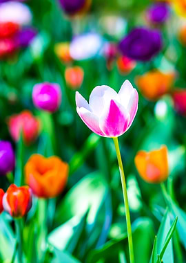 White Violet Tulip Flower