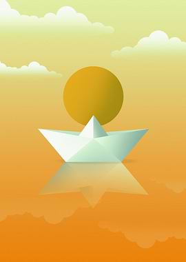 Paper Boat under Sunset
