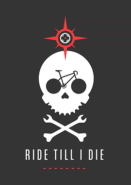 Skull with cycling symbols