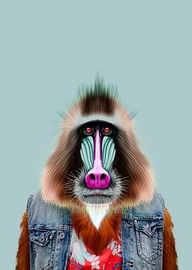 Mandrill monkey portrait