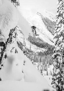 Skier going off cliff