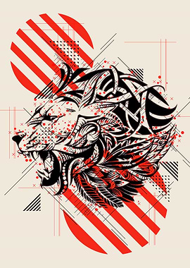 Lion digital minimal art