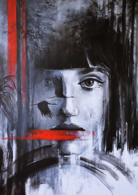 Portrait with Cranes