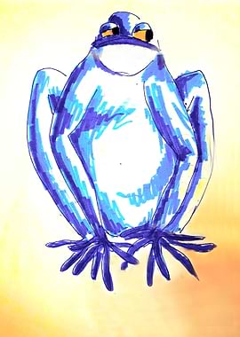 Blue sitting frog