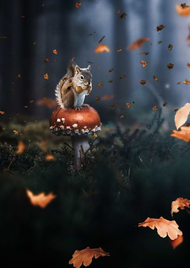 Squirrel and Mushroom