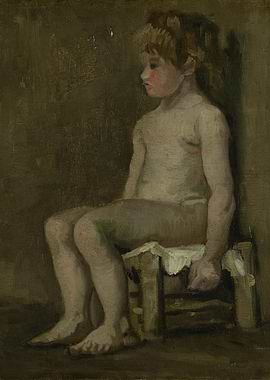 Zittend naakt meisje